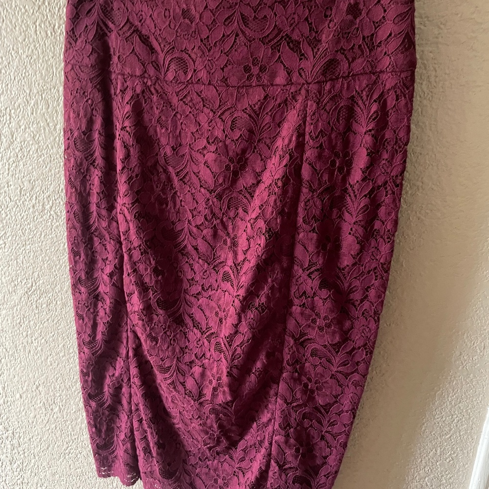 Express maroon lace pencil skirt